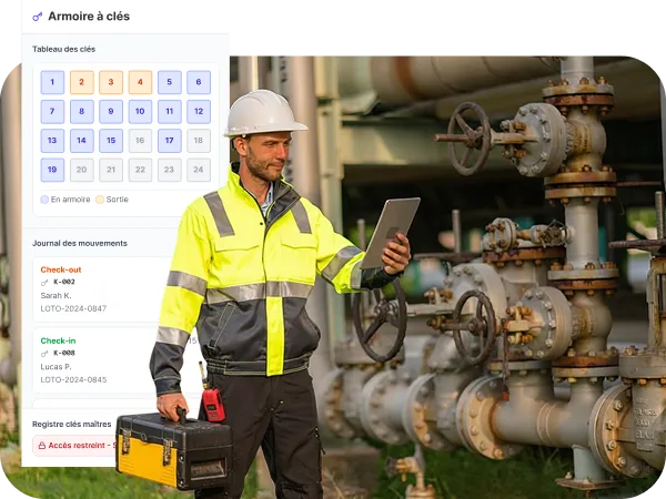 Chargé de consignation réalisant une manœuvre sur équipement électrique