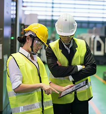 Technicien utilisant la GMAO Leaneo pour la maintenance industrielle